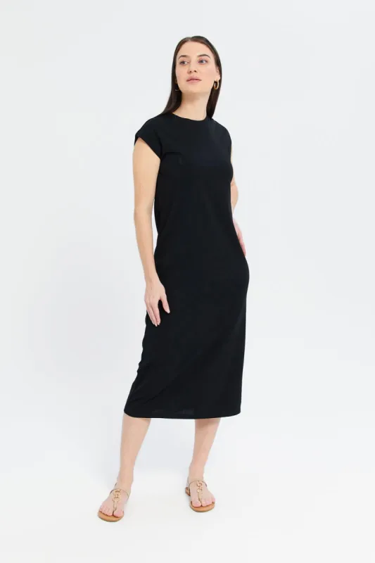 Women Black Midi Dress sold by Redtag
