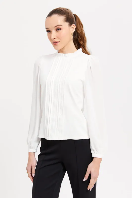 Women Ivory Pleated Top sold by Redtag