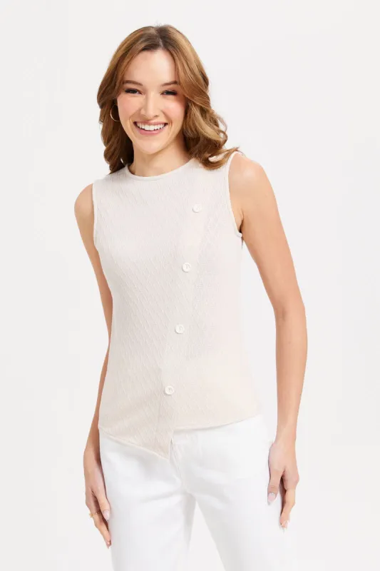 Women Beige Textured Top sold by Redtag