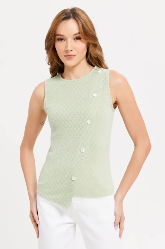 Women Green Textured Top sold by Redtag