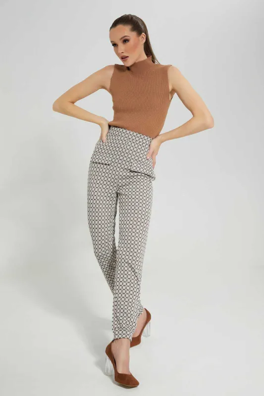 Brown Ribbed Top For Women sold by Redtag