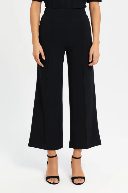 Women Black Wide Leg Trousers sold by Redtag