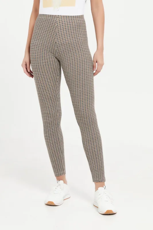 Women Grey Checked Leggings sold by Redtag