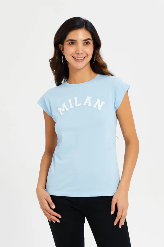 Women Blue Printed T-Shirt sold by Redtag