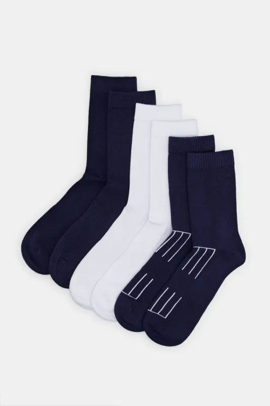 Men White And Navy Ankle Socks (3 Pairs) sold by Redtag