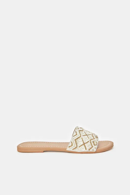 Women Ivory Embellished Mule sold by Redtag