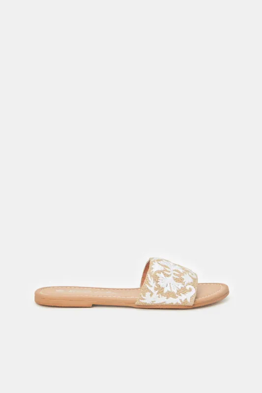 Women Beige Embroidered Mule sold by Redtag