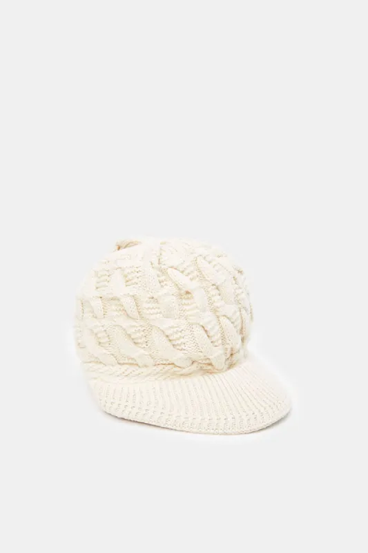 Women Beige Knitted Cap sold by Redtag