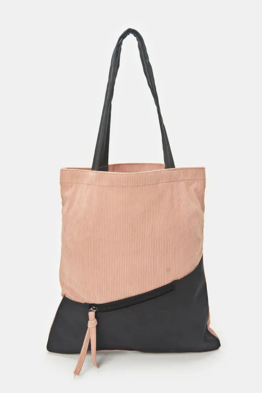 Women Pink Solid Shopper sold by Redtag