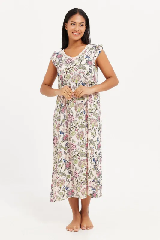 Womens Pink Printed Nightgown sold by Redtag