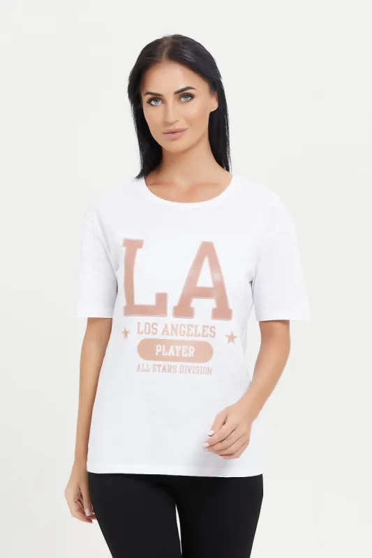 Women White Printed T-Shirt sold by Redtag