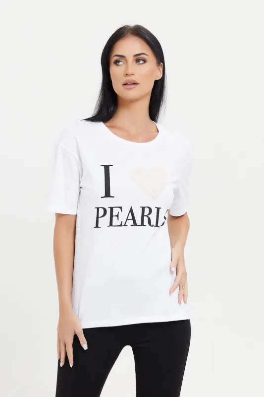 Women White Printed T-Shirt sold by Redtag