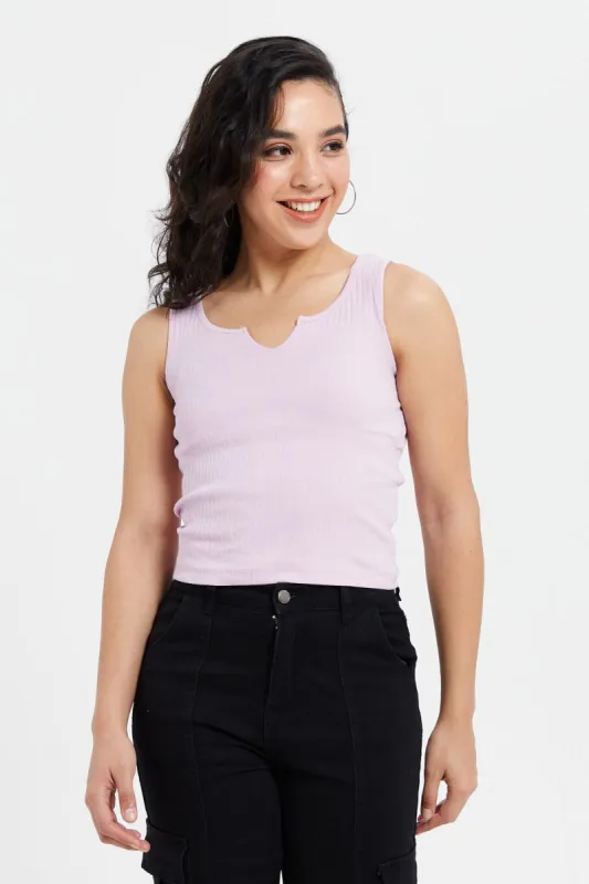 Women Lilac V-Neck Sleeveless Vest sold by Redtag