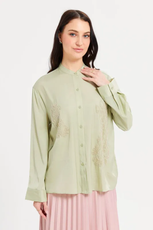 Women Green Embellished Blouse sold by Redtag