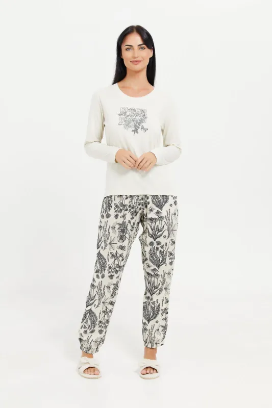 Women White Printed Pajama Set (2 Piece) sold by Redtag