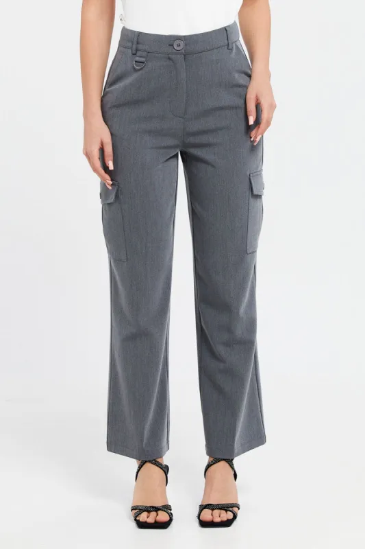 Women Grey Wide Leg Cargo Trouser sold by Redtag
