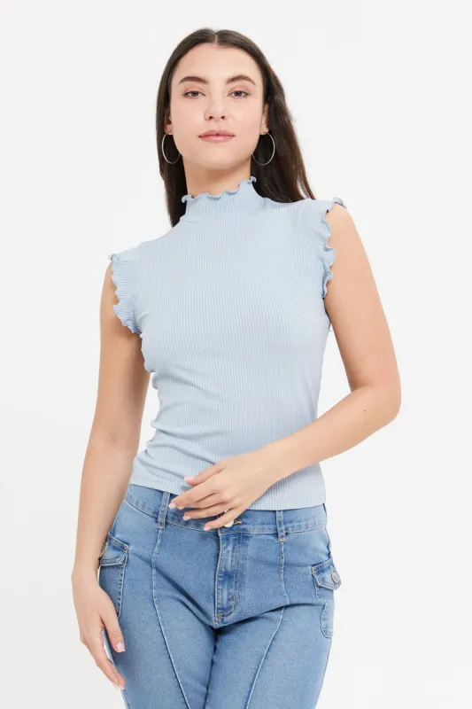 Women Mint Ribbed Top sold by Redtag