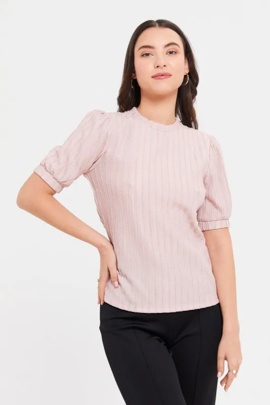 Women Lilac Hi-Neck Knit Top sold by Redtag