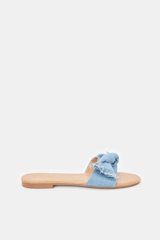 Women Blue Denim Bow Mule sold by Redtag