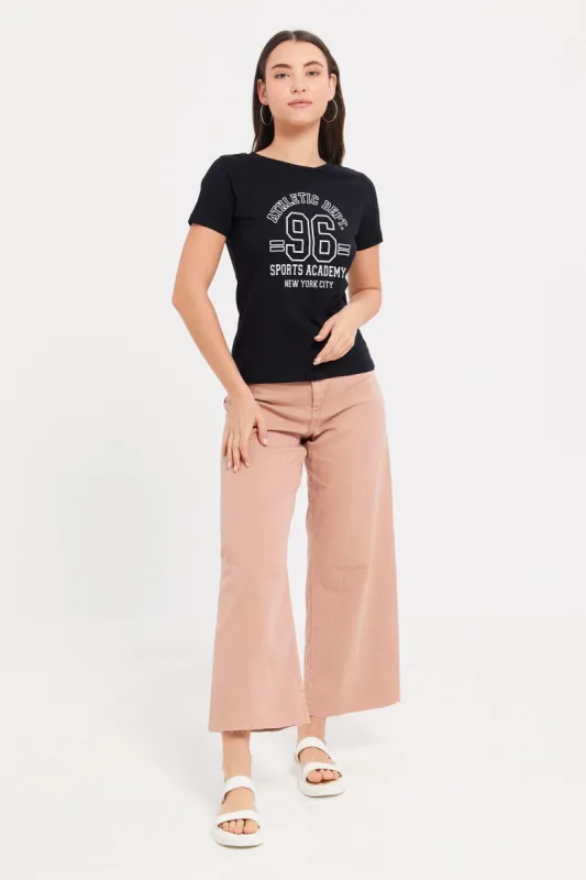 Women Black Printed T-Shirt sold by Redtag