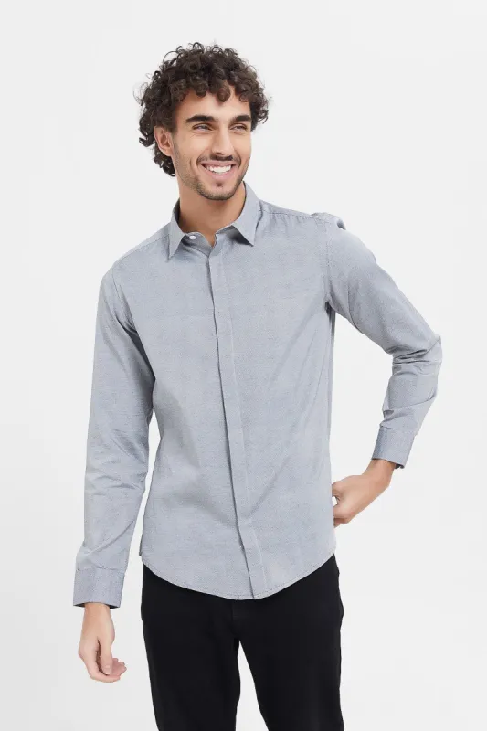 Men Grey Plain Formal Shirt sold by Redtag