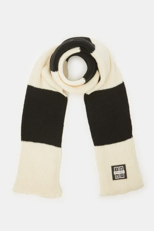 Men Black And Beige Weighted Scarf sold by Redtag