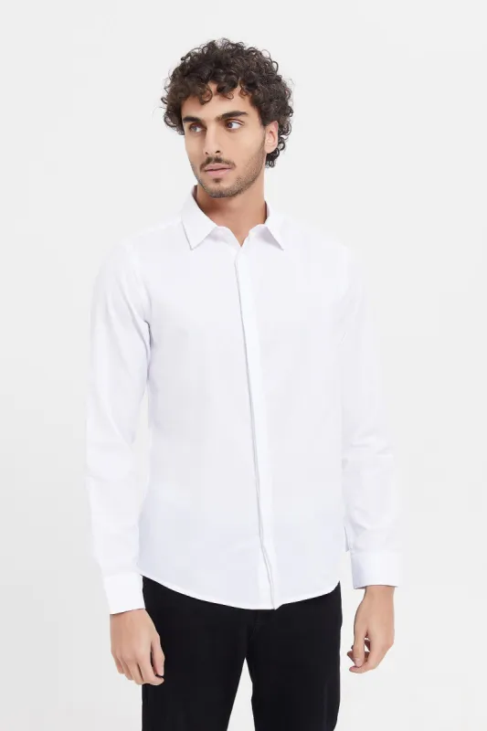 Men White Plain Formal Shirt sold by Redtag