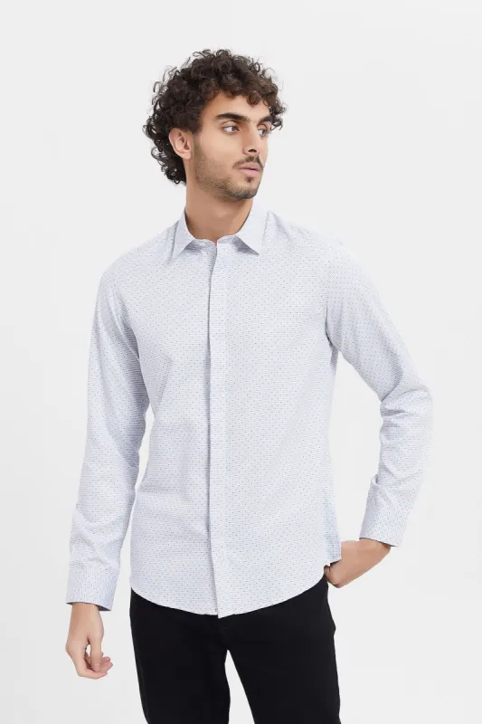 Men White Print Formal Shirt sold by Redtag