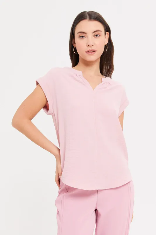 Women Pink Crinkled Blouse sold by Redtag