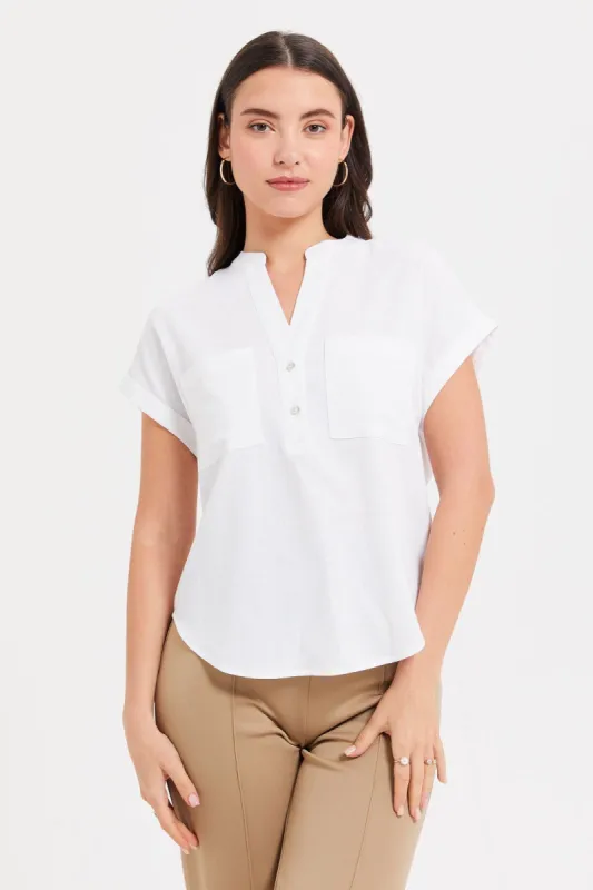 Women White Plain Top sold by Redtag