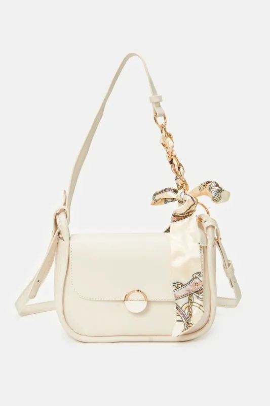 Women Cream Embellished Cross Body Bag sold by Redtag