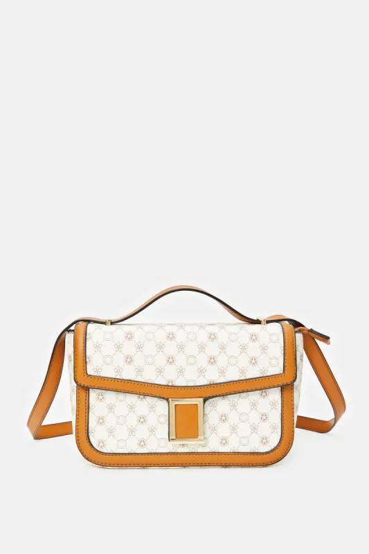 Women Cream Printed Cross Body Bag sold by Redtag