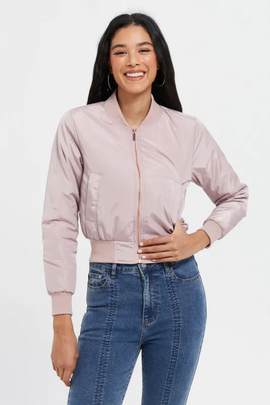 Women Pink Bomber Jacket sold by Redtag