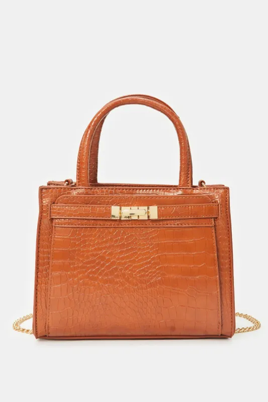 Women Tan Textured Day Bag sold by Redtag