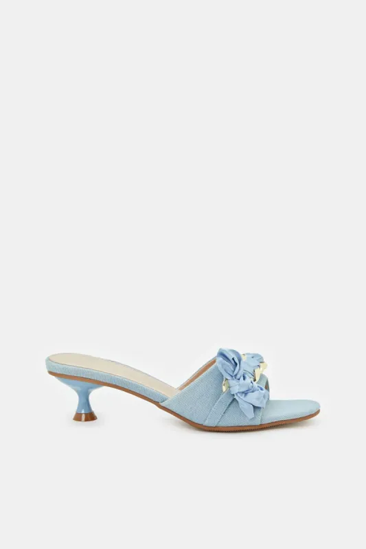 Women Blue Denim Chain Trim Mule sold by Redtag