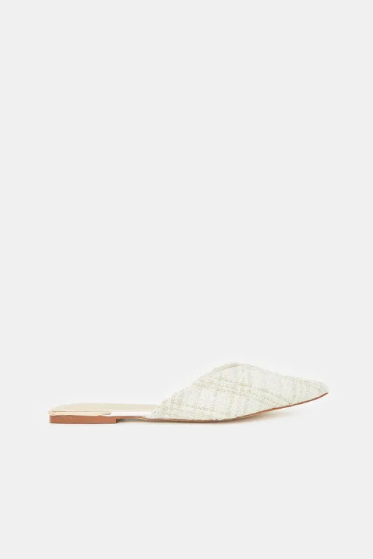 Women White Textured Mule sold by Redtag