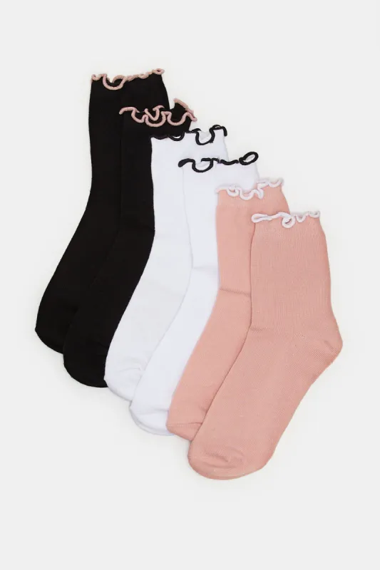Women Assorted Crew Socks Set (Pack Of 3) sold by Redtag