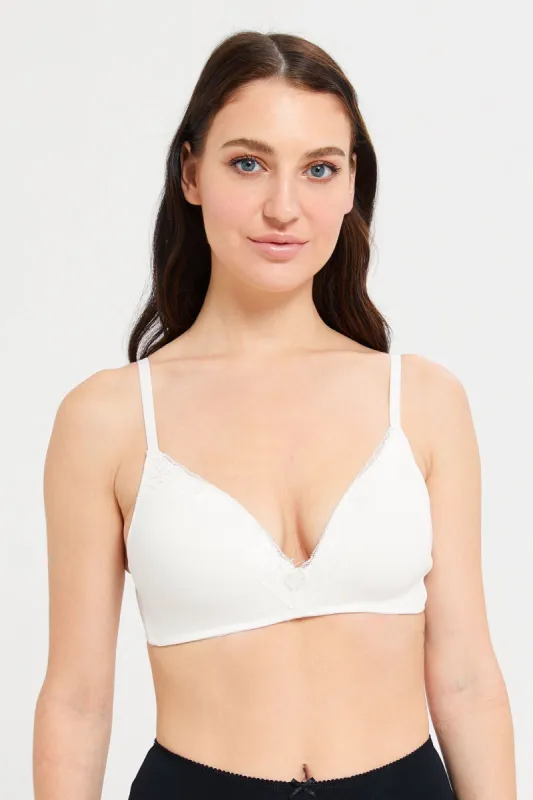 Women Grey And Ivory Non-Wired Bra Set (Pack Of 2) sold by Redtag