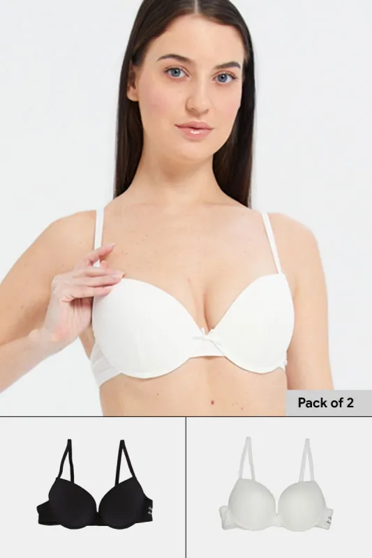 Women Black And White Push-Up Bra Set (Pack Of 2) sold by Redtag