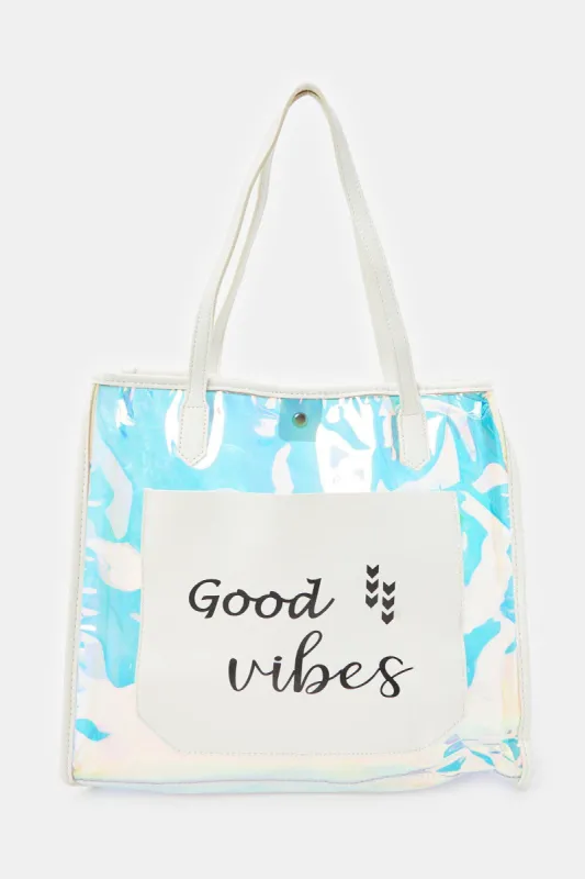 Women Grey Printed Transparent Shopper sold by Redtag