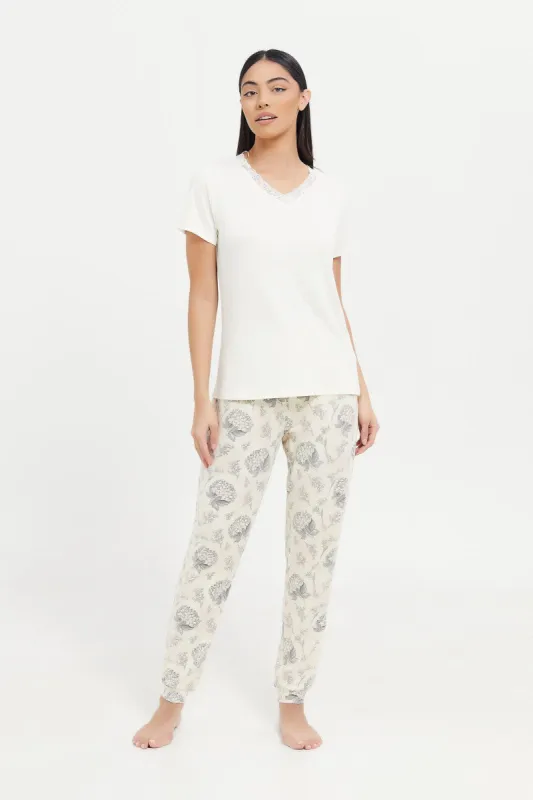 Women White Short Sleeves Pajama Set (2 Piece) sold by Redtag