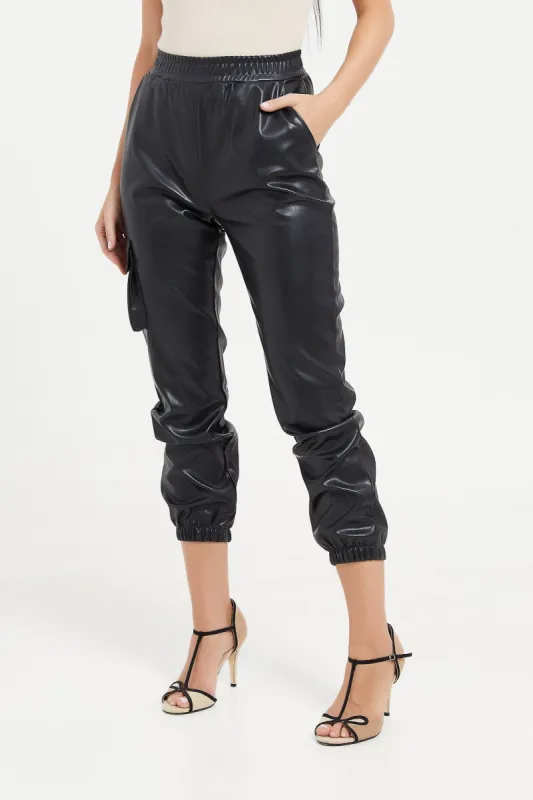 Women Black Elasticated Waist Joggers sold by Redtag