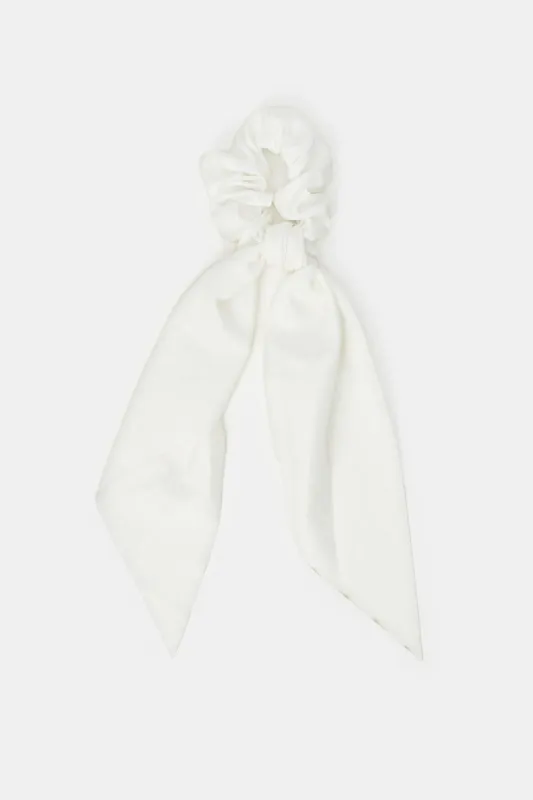 Women White Hair Scrunchy sold by Redtag