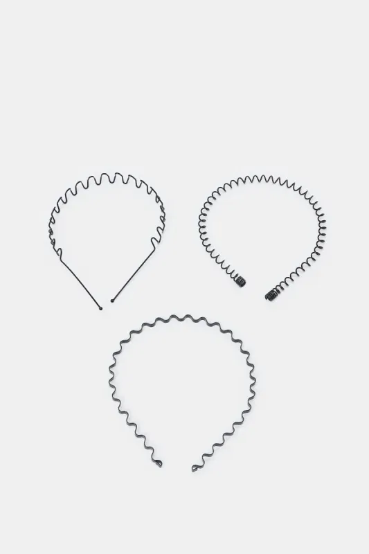 Women Black Plain Headband Set (Pack of 3) sold by Redtag