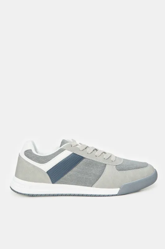 Men Grey Colour Block Lace Up Sneakers sold by Redtag