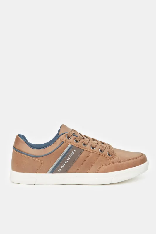 Men Brown Stripped Sneakers sold by Redtag