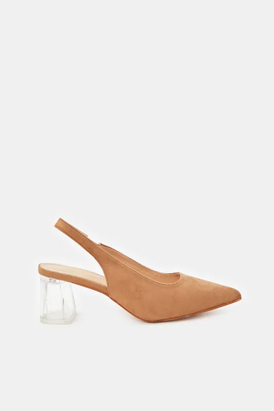 Women Beige Plain Slingback sold by Redtag