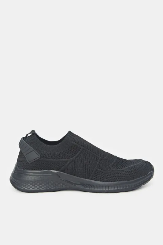 Men Triple Black Knit Slip Ons sold by Redtag