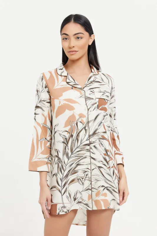 Women Ivory Floral Nightshirt sold by Redtag