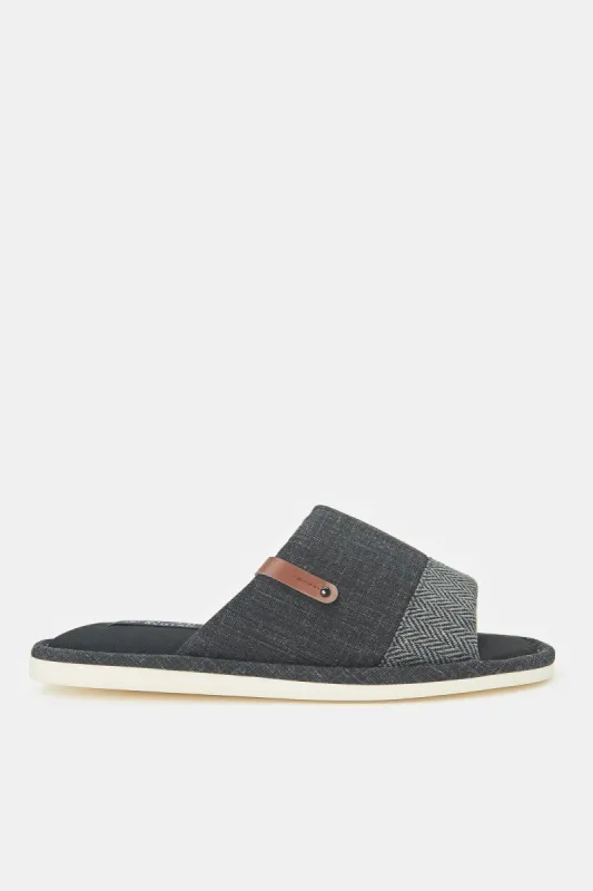 Men Black Stripe Slippers sold by Redtag